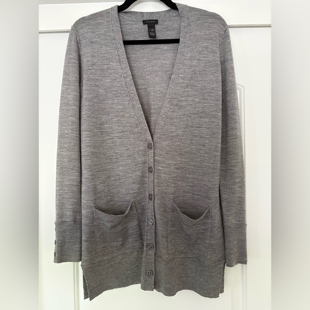 Only Mine Light Gray V-Neck Button Front Cardigan - image 1